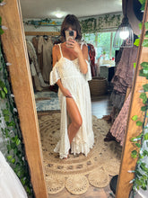 Load image into Gallery viewer, Ready to ship- We Belong  dress in stretchy off white lace slightly sheer