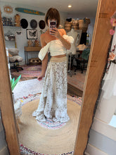 Load image into Gallery viewer, One of a kind vintage lace maxi skirt with cotton oh my top off white ready to ship