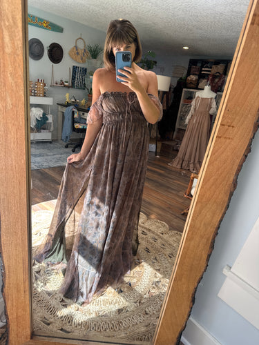 Flash sale Ready to ship blue green floral Always and forever dress (slightly sheer)