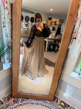 Load image into Gallery viewer, Sample sale dress tan brown with black lace sm-xl