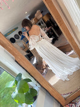 Load image into Gallery viewer, One of a kind custom linen cotton and lace dress ready to ship sale