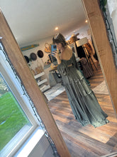 Load image into Gallery viewer, (No shipping ) Preorder allow 6-8 week you glow girl satin matte olive two piece dress