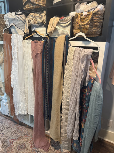 ) (Package M) bigger pieces ready to ship Box of fabric remnants perfect for baby layering (photo prop)