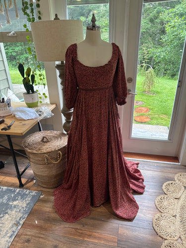 Cottage corset hand dyed print - rose