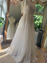 Load image into Gallery viewer, One of a kind ready to ship on sale vintage lace mixed with new embroidery lace ivory dress