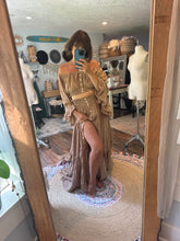 Load image into Gallery viewer, Ready to ship tan brown linen cotton ruffle me open two piece dress
