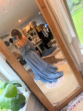 Load image into Gallery viewer, Ready to ship sale two dress deal two top two skirt denim blue linen cotton nothing quite like you two piece dress with tulle and lace sheer set