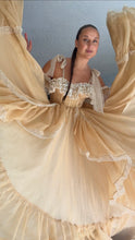 Load image into Gallery viewer, Flash sale concept piece  Ready to ship New style Opaline Dress with mini puff sleeves and embroidered ruffle (sand color)