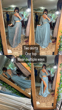 Load image into Gallery viewer, Ready to ship hand dyed deep blue net top with net skirt and hand dyed cotton skirt maternity friendly Random stuff sale