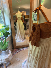 Load image into Gallery viewer, Ready to ship sale we belong crochet type lace and you glow girl beige cotton linen skirt