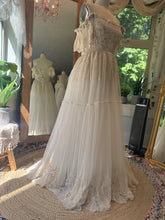 Load image into Gallery viewer, One of a kind ready to ship on sale vintage lace mixed with new embroidery lace ivory dress