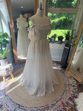 Load image into Gallery viewer, One of a kind ready to ship on sale vintage lace mixed with new embroidery lace ivory dress