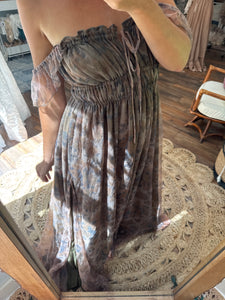 Flash sale Ready to ship blue green floral Always and forever dress (slightly sheer)
