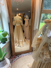 Load image into Gallery viewer, Ready to ship New style Opaline Dress with mini puff sleeves and embroidered ruffle (sand color)