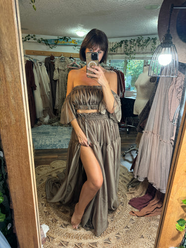 Ready to ship Mystical wonders two piece Olive chiffon dress end of summer sale