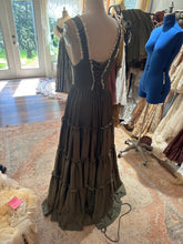 Load image into Gallery viewer, Preorder aprox 6-8 week satin matte olive rosette dress no floral  and sleeveless