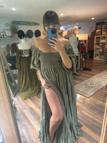 Preorder allow 6-8 week The Sugar Sugar dress olive linen cotton