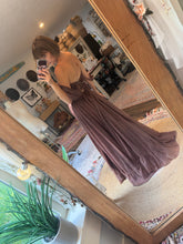 Load image into Gallery viewer, Ready to ship hand dyed mauve brown love bird dress (dye imperfect)