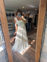 Load image into Gallery viewer, Amazing sale Ready to ship one of a kind dress vintage lace (soft green)hand dyed with tulle (lined) on sale