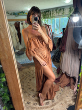 Load image into Gallery viewer, (Ready ship) (rusty brown ) on sale Ready to ship sheer lace show off those shoulders brown lace dress