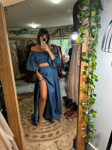 Denim two piece dress with music top ready to ship random stuff sale