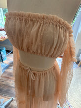 Load image into Gallery viewer, Sale ready to ship polka dot tulle and chiffon you glow two piece sheer hand dyed blush