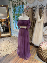 Load image into Gallery viewer, Hand dyed purple sheer two piece dress ready to ship