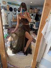 Load image into Gallery viewer, One top, one skirt, one tie on wrap skirt sheer all ready to ship (hand dyed)
