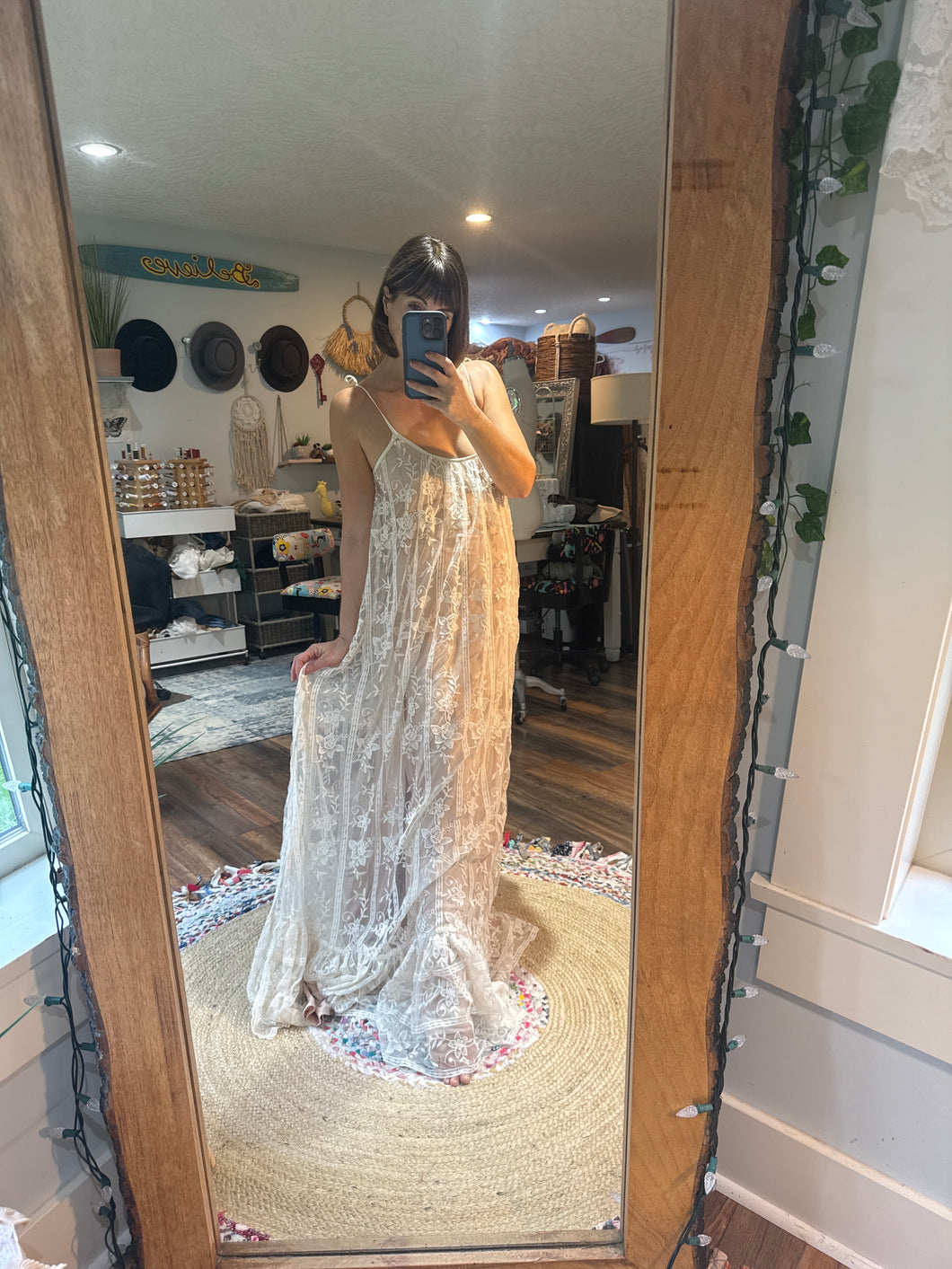 Ready to ship Gently lace dress lined in nude on sale