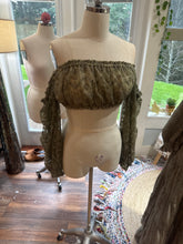 Load image into Gallery viewer, Ready to ship hand dyed three piece outfit. Bustier fitting best on larger busts with lace you glow girl top