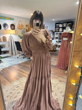 Load image into Gallery viewer, Daydream in deep brown crinkly cotton dress small-xl ready to ship (reversible)