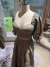 Load image into Gallery viewer, Ready to ship hand dyed three piece outfit. Bustier fitting best on larger busts with lace you glow girl top