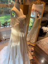 Load image into Gallery viewer, Ready to ship sample sale New style! The Verily dress in linen, cotton, lace ivory fits sm-large (lace sleeves detach)