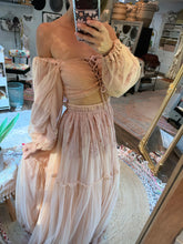 Load image into Gallery viewer, Ready to ship hand dyed tulle and lace two piece (peach) reversible