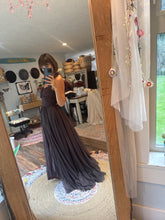 Load image into Gallery viewer, Love bird hand dyed lined in cotton adjustable dress dark plum brown color