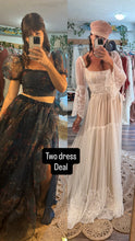 Load image into Gallery viewer, Two dress deal Ready to ship euphoria dress with navy floral organza emotions two-piece maternity friendly reclamation dress sale