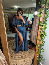 Load image into Gallery viewer, Denim two piece dress with music top ready to ship random stuff sale