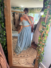 Load image into Gallery viewer, FLASH SALE hand dyed powder blue lace and cotton two piece