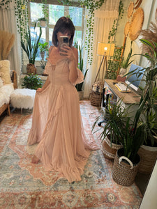 Ready to ship two dress deal random stuff- thick cotton long sleeve hearts maxi length with peach chiffon poetry