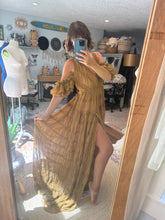 Load image into Gallery viewer, Mustard chiffon sheer blessed dress sale ready to ship includes bodysuit