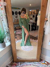 Load image into Gallery viewer, Ready to ship green crinkle always and forever with sleeves dress on sale