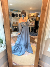 Load image into Gallery viewer, Ready to ship sale two dress deal two top two skirt denim blue linen cotton nothing quite like you two piece dress with tulle and lace sheer set
