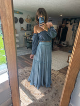 Load image into Gallery viewer, Blue mix and match two top one skirt