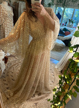 Load image into Gallery viewer, Mega sale golden glitter gown sheer ready to ship