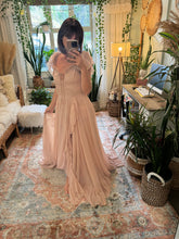 Load image into Gallery viewer, Ready to ship two dress deal random stuff- thick cotton long sleeve hearts maxi length with peach chiffon poetry