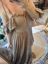 Load image into Gallery viewer, Ready to ship sale poetry linen cotton tan brown dress