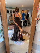 Load image into Gallery viewer, Hand dye deep brown love bird dress ready to ship sale