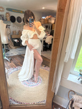 Load image into Gallery viewer, Two dress deal white two piece and always and forever tan with sleeves sale and ready to ship