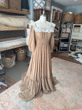 Load image into Gallery viewer, Ruffle me right up fits small -2x tan brown with lace ruffle ready to ship sale