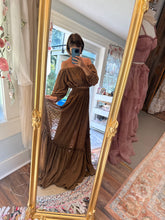 Load image into Gallery viewer, Ready to ship two piece dress ruffle me right up in brown stretchy thick lace